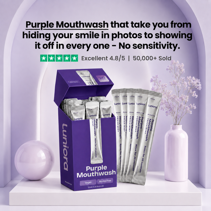 Luniora Purple Mouthwash for Teeth Whitening - Instant Whitening - 20 pack